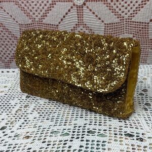 Vintage Beaded Sequin Clutch – Gold | Hong Kong
